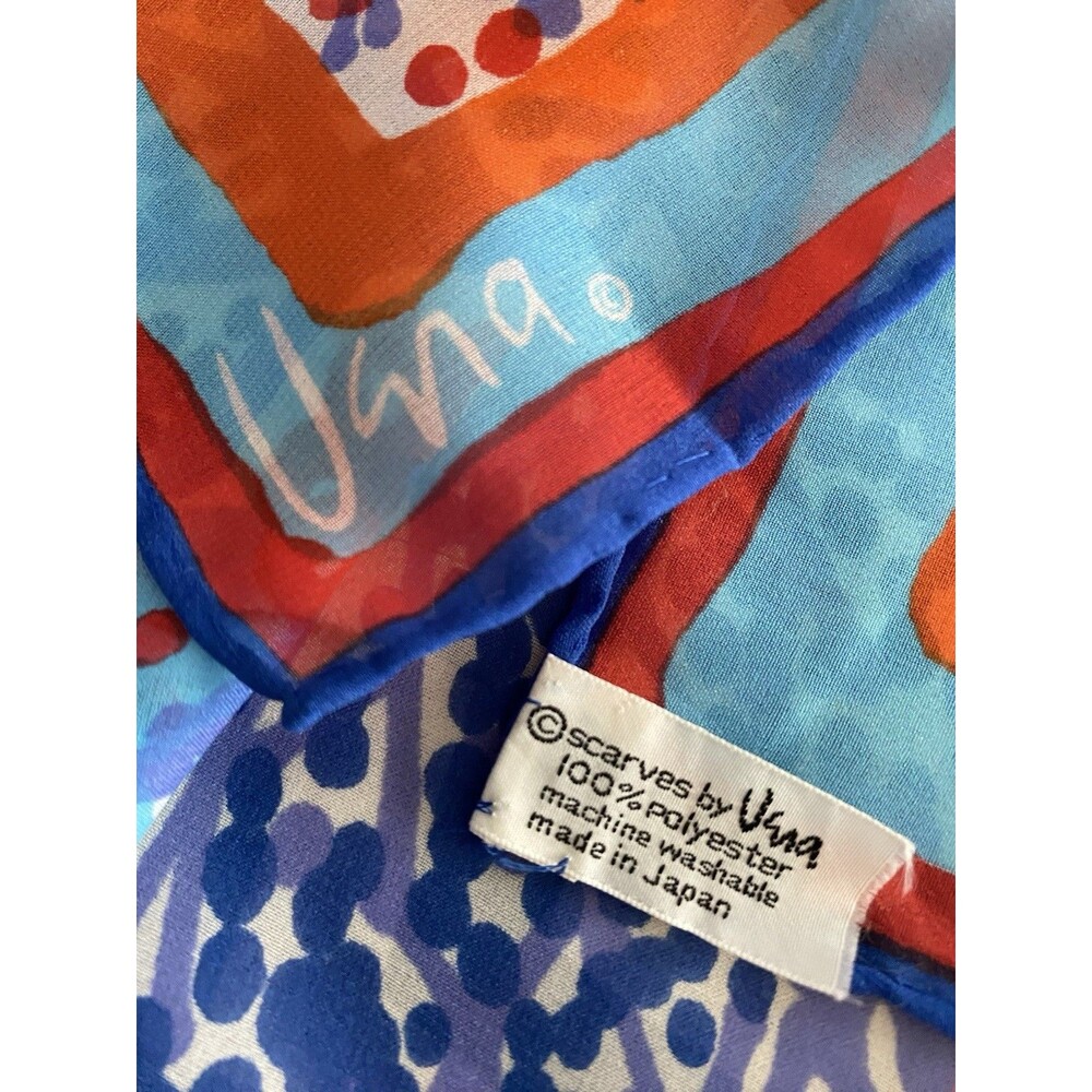 Vintage Vera Neumann Scarf Oblong Red White Blue Abstract Floral Mod Go Go